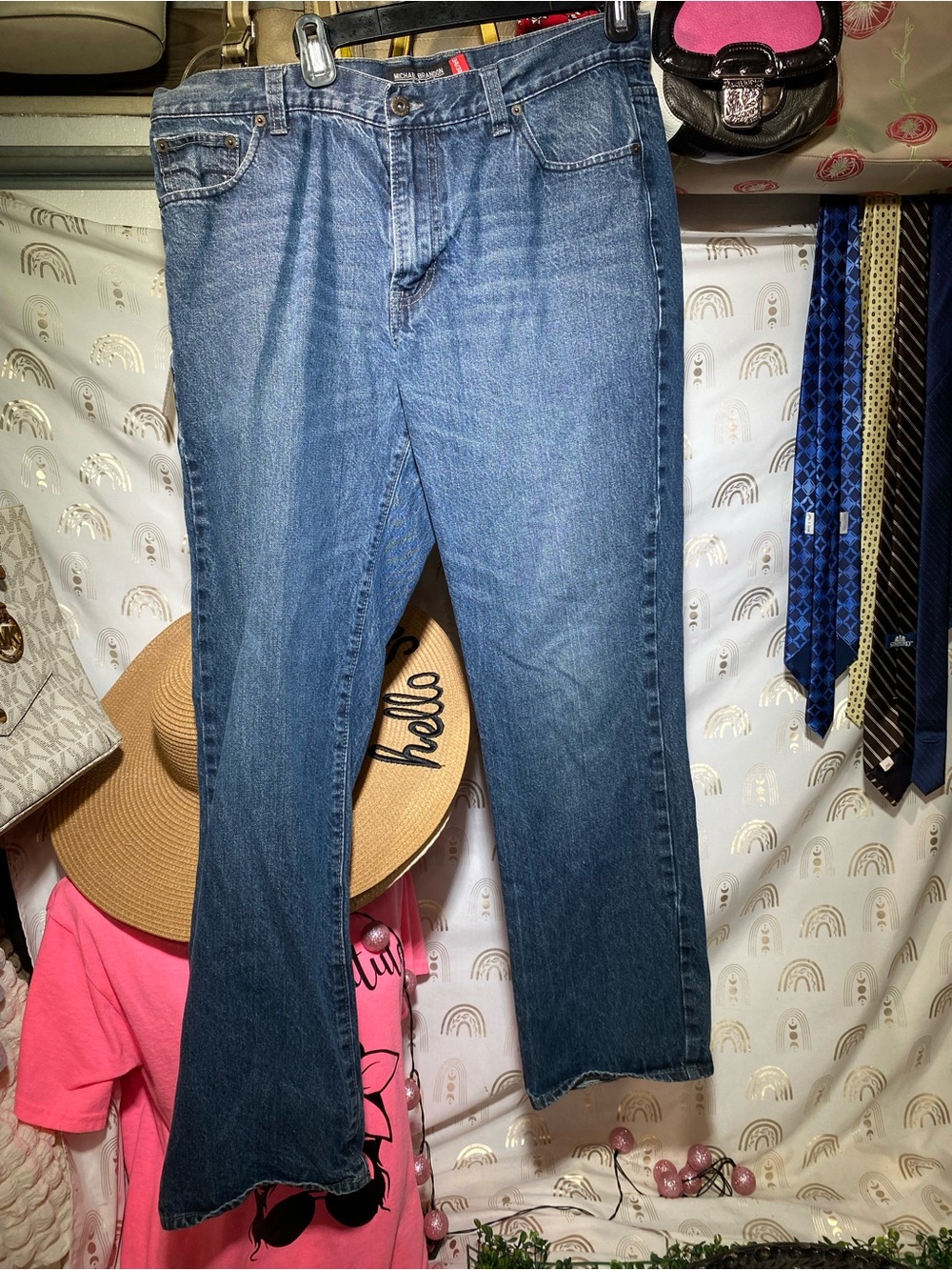 Michael Brandon Dark Blue Denim Jean Waist Button Detail